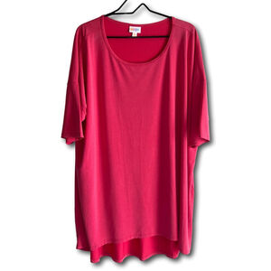 LulaRoe Tunic Shirt Short Sleeve Pink Comfortable Classic Woman’s Size 3XL